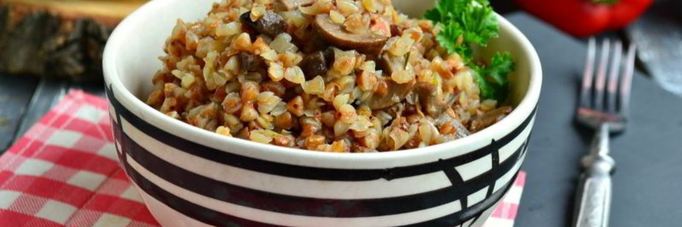 Гречка с шампиньонами в микроволновке