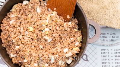 гречневая каша с белыми грибами и яйцами