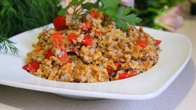 гречневая каша с болгарским перцем и фаршем