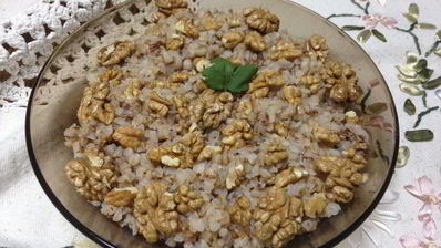 гречневая каша с чесноком и грецкими орехами
