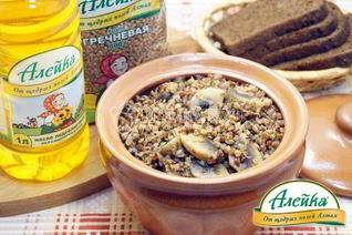 Постная гречка с грибами в горшочке