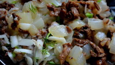 грибная каша в кабачке