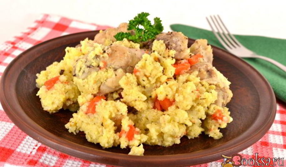 Рецепт каши пшенной с куриными крылышками в мультиварке