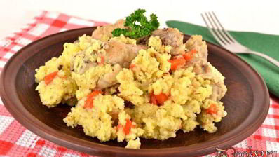 каша пшенная с куриными крылышками в мультиварке