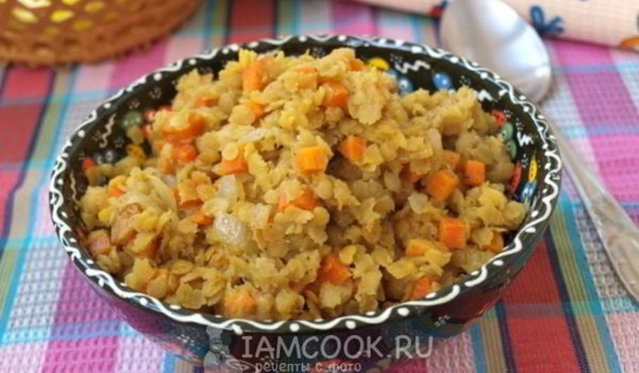 Рецепт каши из красной чечевицы с морковью и изюмом