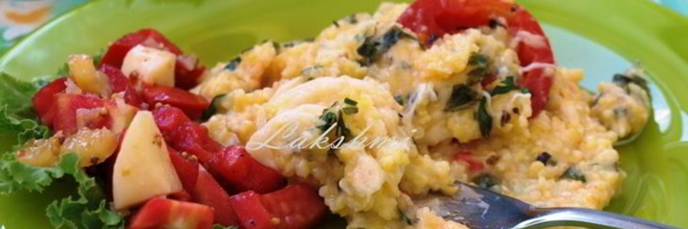 Полента запеченная с помидорами и моцареллой