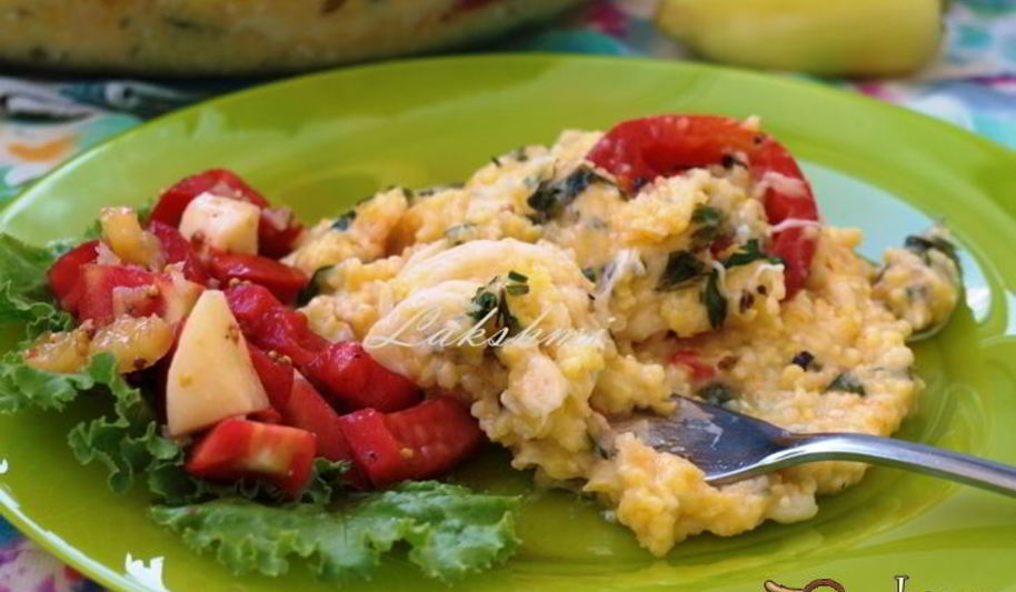 Рецепт поленты запеченной с помидорами и моцареллой