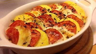 полента, запеченная с помидорами