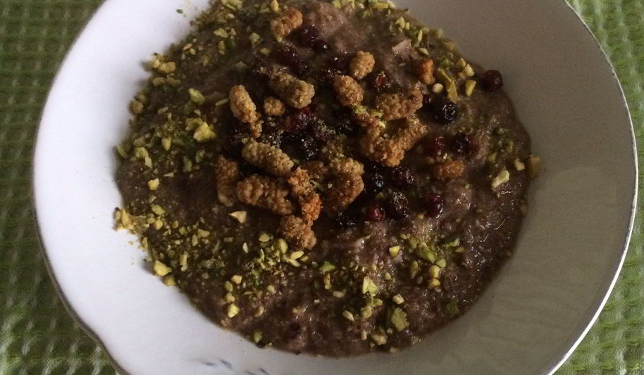 Рецепт льняной каши с шелковицей на апельсиновом соке