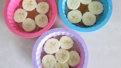 запеченная каша с бананами и яблочным пюре перевертыш