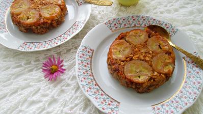 запеченная каша с бананами и яблочным пюре перевертыш