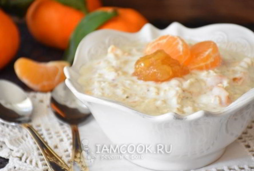 Ленивая овсяная каша с апельсиновым джемом