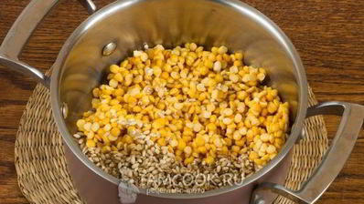 гороховая каша с перловкой и сыром