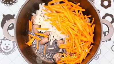 перловая каша с куриными сердечками