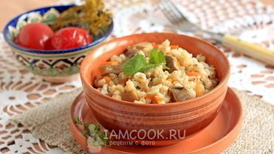 перловка с грибами и луком