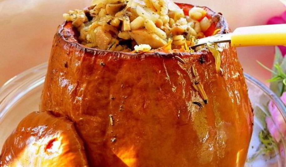 Рецепт перловки с грибами в тыкве