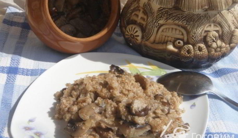 Рецепт пшеничной каши с грибами вкуснотеево