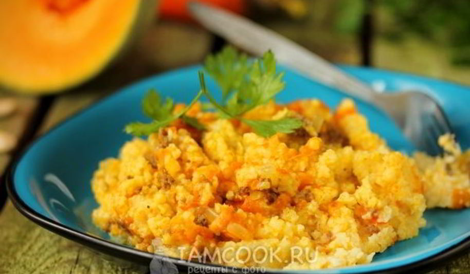 Рецепт пшенной каши с фаршем и тыквой в мультиварке