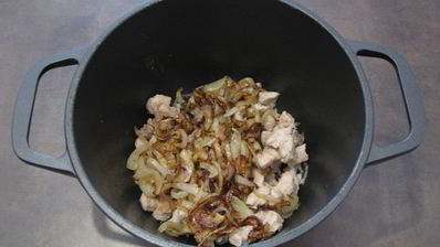 пшенная каша с картофелем и свининой