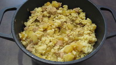 пшенная каша с картофелем и свининой