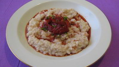 рисовая каша с клубникой и кокосовым молоком