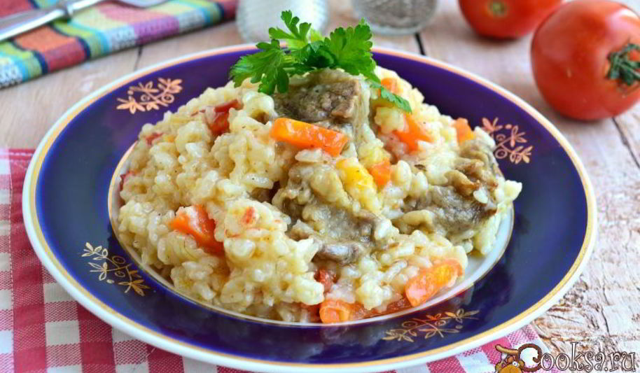 Рецепт рисовой каши со свининой и овощами в мультиварке