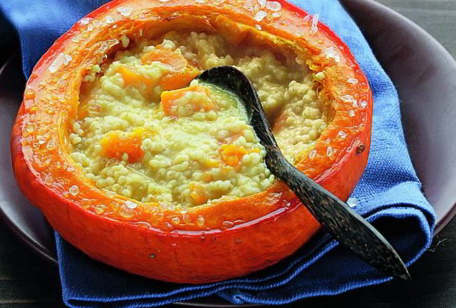 Тыквенная каша с пшеном и курагой