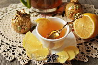 Чай имбирный с лимоном и медом