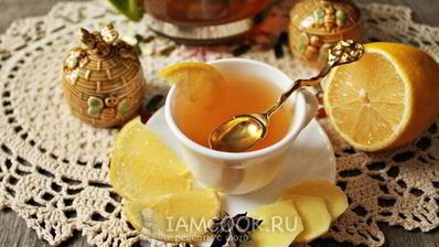 чай имбирный с лимоном и медом