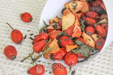 Сушеный чай с мятой, яблоком и шиповником