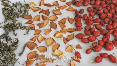 сушеный чай с мятой, яблоком и шиповником