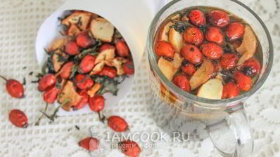 сушеный чай с мятой, яблоком и шиповником