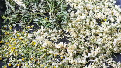 цветочный чай с ромашкой, акацией и мятой