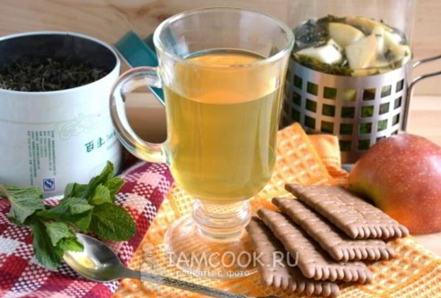 Зеленый чай с яблоком, мятой и ромашкой