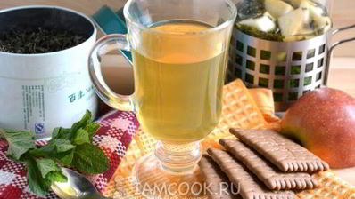 зеленый чай с яблоком, мятой и ромашкой