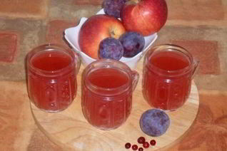 Кисель с яблоками, сливами и брусникой