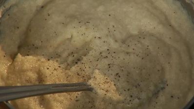 сибас в молоке с кофейным соусом капучино