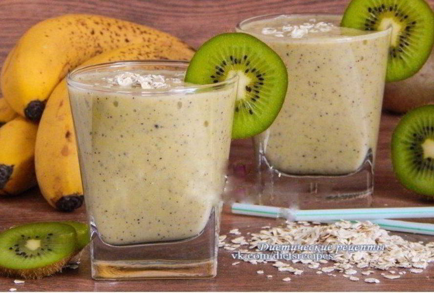 Овсяный смузи с бананом и киви