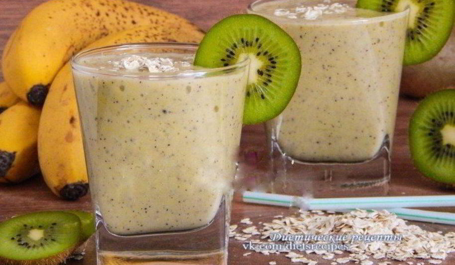 Рецепт овсяного смузи с бананом и киви