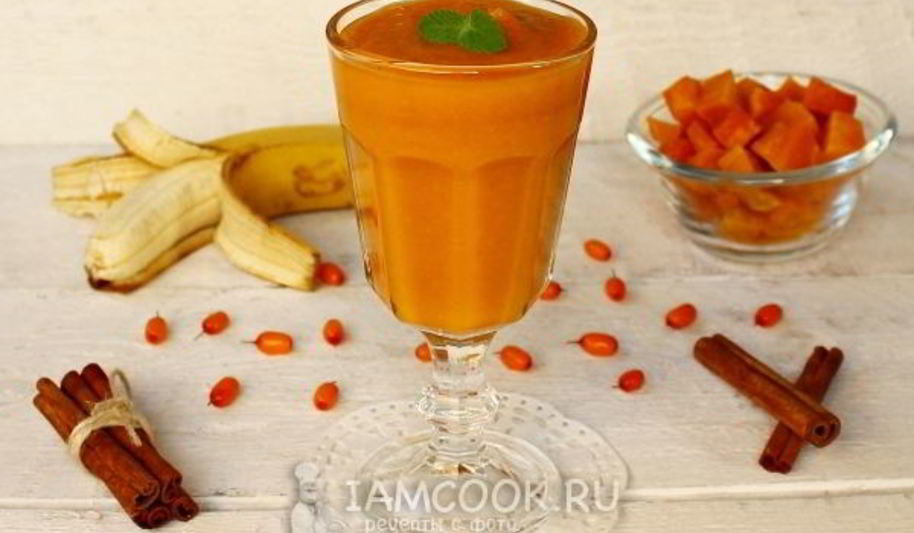 Рецепт тыквенного смузи с облепихой и бананом