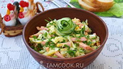 картофельный салат с колбасой