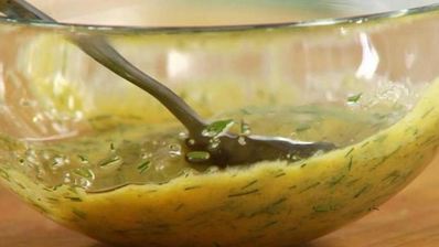 картофельный салат с лисичками