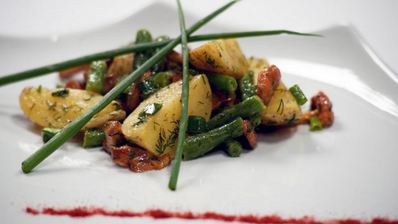 картофельный салат с лисичками