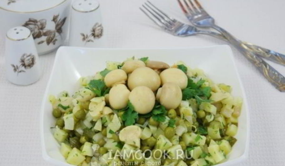 Рецепт картофельного салата с маринованными грибами