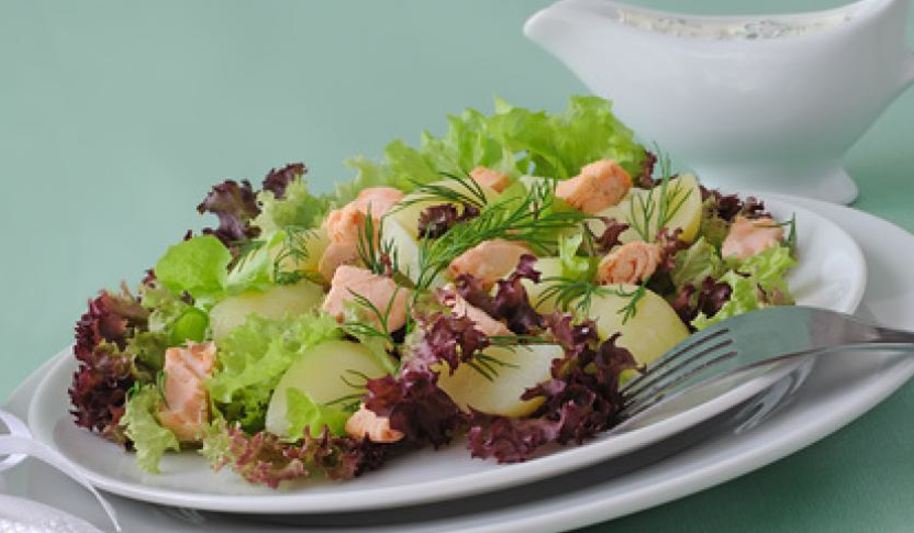 Рецепт картофельного салата с семгой