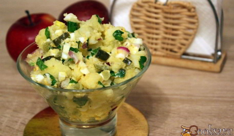 Рецепт картофельного салата с яйцом и зеленью
