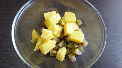 картофельный салат с жареными шампиньонами