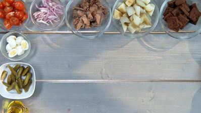 новогодний картофельный салат с говядиной