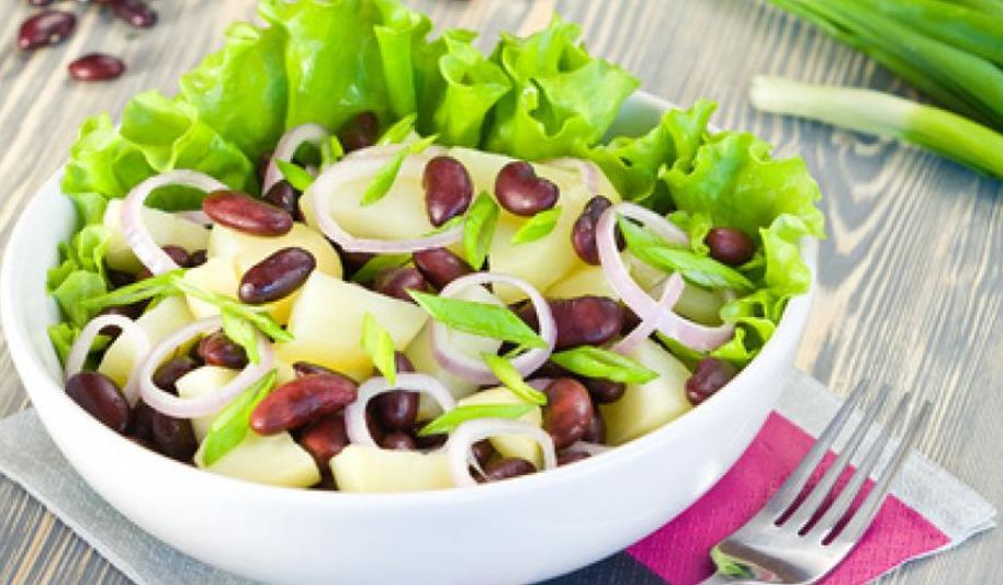 Рецепт салата с картофелем, фасолью и луком
