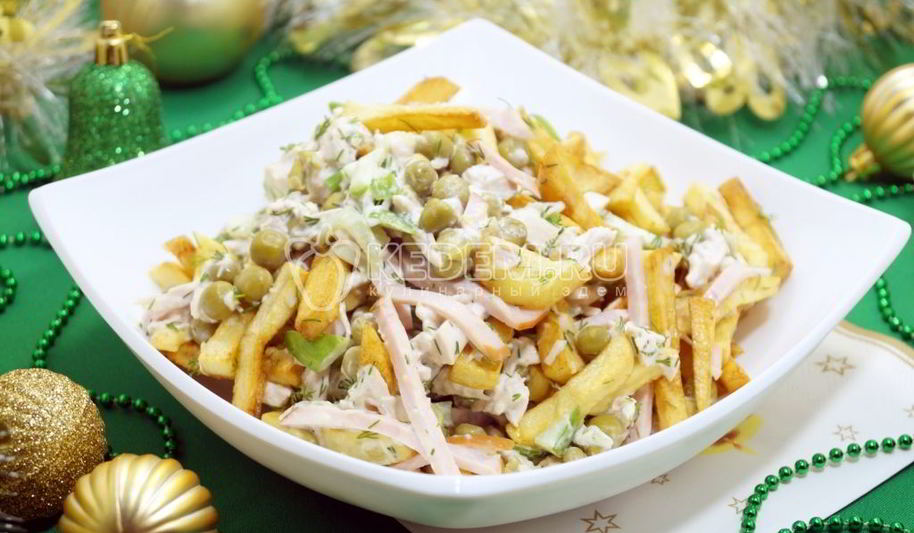 Рецепт салата с картофелем фри новогодние мотивы